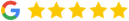 Google logo with five gold stars indicating excellent customer rating and review.